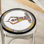 - RealHomes Yuvarlak Fermuarlı Minder - Realhomes  Siyah Zeminde Yoga Motifli Yuvarlak Fermuarlı Sandalye Minderi Realhomes