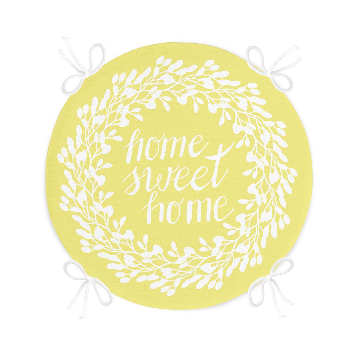Home Sweet Home Dijital Baskılı Yuvarlak Fermuarlı Sandalye Minderi Realhomes