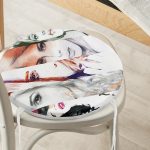 Fashion Womens Dijital Baskılı Yuvarlak Fermuarlı Sandalye Minderi Realhomes