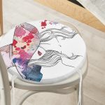 - RealHomes Yuvarlak Fermuarlı Minder - Realhomes Fashion Girl Şapka Özel Tasarım Dijital Baskılı Yuvarlak Fermuarlı Sandalye Minderi Realhomes