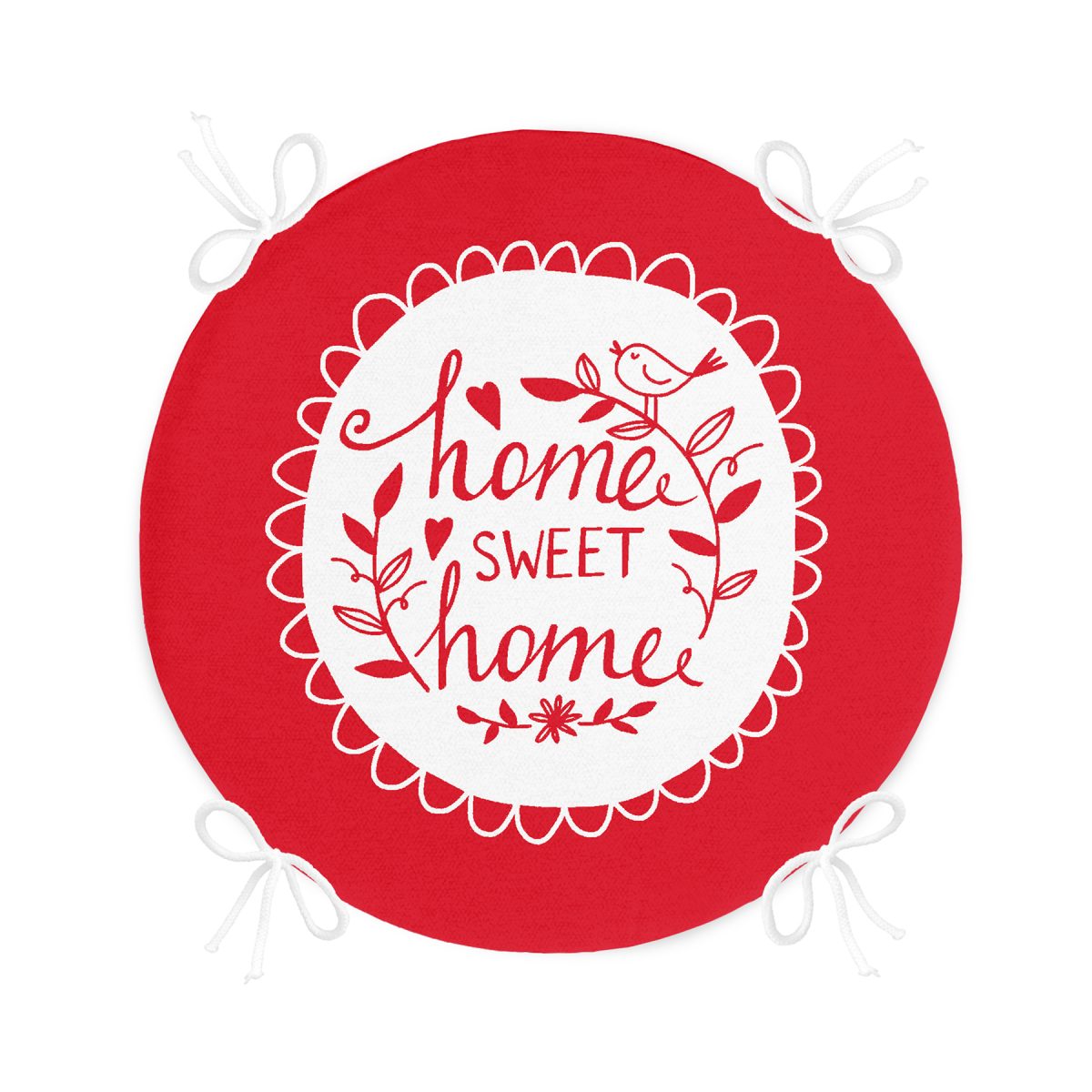 Home Sweet Home Dijital Baskılı Yuvarlak Fermuarlı Sandalye Minderi Realhomes