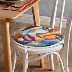 Sulu Boyalı Kadın Yüzlü Modern Yuvarlak Fermuarlı Sandalye Minderi Realhomes