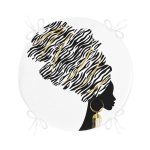 - RealHomes Yuvarlak Fermuarlı Minder - Realhomes Siyah Beyaz Zenci Kadın Motifli Modern Yuvarlak Fermuarlı Sandalye Minderi Realhomes