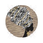 Vizon Zeminde Zenci Kadın Tasarımlı Modern Yuvarlak Fermuarlı Sandalye Minderi Realhomes