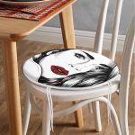 - RealHomes Yuvarlak Fermuarlı Minder - Realhomes Kırmızı Dudaklı Kara Kalem Çizimli Özel Tasarım Yuvarlak Fermuarlı Sandalye Minderi Realhomes