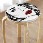 - RealHomes Yuvarlak Fermuarlı Minder - Realhomes Kırmızı Dudaklı Kara Kalem Çizimli Özel Tasarım Yuvarlak Fermuarlı Sandalye Minderi Realhomes