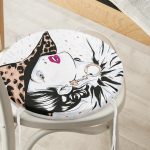 - RealHomes Yuvarlak Fermuarlı Minder - Realhomes Şapkalı Fashion Girl Desenli Yuvarlak Fermuarlı Sandalye Minderi Realhomes