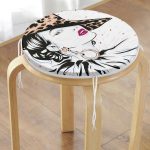 - RealHomes Yuvarlak Fermuarlı Minder - Realhomes Şapkalı Fashion Girl Desenli Yuvarlak Fermuarlı Sandalye Minderi Realhomes