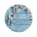 - RealHomes Yuvarlak Fermuarlı Minder - Realhomes  Mavi Ahşap Zeminli Bahar Motifli Yuvarlak Fermuarlı Sandalye Minderi Realhomes