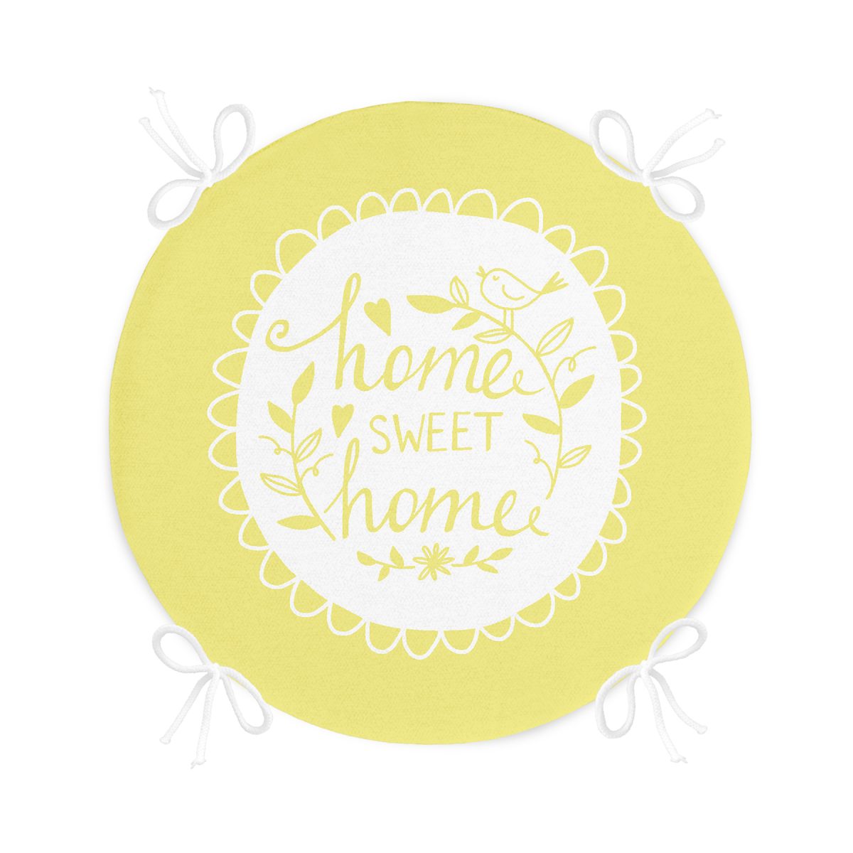 Home Sweet Home Dijital Baskılı Yuvarlak Fermuarlı Sandalye Minderi Realhomes