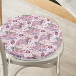 - RealHomes Yuvarlak Fermuarlı Minder - Realhomes  Pembe Zeminde Çiçekler Özel Tasarım Yuvarlak Fermuarlı Sandalye Minderi Realhomes