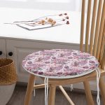 - RealHomes Yuvarlak Fermuarlı Minder - Realhomes  Pembe Zeminde Çiçekler Özel Tasarım Yuvarlak Fermuarlı Sandalye Minderi Realhomes