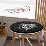 Siyah Zeminde Gül Dijital Baskılı Modern Yuvarlak Fermuarlı Sandalye Minderi Realhomes