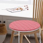 - RealHomes Yuvarlak Fermuarlı Minder - Realhomes  Özel Tasarım Kırmızı İkat Desenli Dijital Baskılı Yuvarlak Fermuarlı Sandalye Minderi Realhomes