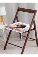 - FrmYuv-5116kolaj-Gorsel-1 - Realhomes  Özel Tasarım Gri Zeminde Fuşya İkat Desenli Dijital Baskılı Yuvarlak Fermuarlı Sandalye Minderi Realhomes