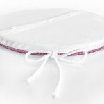 - RealHomes Yuvarlak Fermuarlı Minder - Realhomes  Özel Tasarım Gri Zeminde Fuşya İkat Desenli Dijital Baskılı Yuvarlak Fermuarlı Sandalye Minderi Realhomes