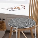 - RealHomes Yuvarlak Fermuarlı Minder - Realhomes  Özel Tasarım Siyah İkat Desenli Dijital Baskılı Yuvarlak Fermuarlı Sandalye Minderi Realhomes