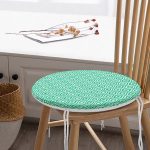 - RealHomes Yuvarlak Fermuarlı Minder - Realhomes  Özel Tasarım Yeşil İkat Desenli Dijital Baskılı Yuvarlak Fermuarlı Sandalye Minderi Realhomes