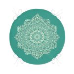 Turkuaz Zeminde Mandala Dijital Baskılı Modern Yuvarlak Fermuarlı Sandalye Minderi Realhomes