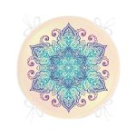 Pembe Zeminde Mavi Mandala Çizimli Modern Yuvarlak Fermuarlı Sandalye Minderi Realhomes