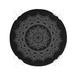 - RealHomes Yuvarlak Fermuarlı Minder - Realhomes  Siyah Zeminde Beyaz Mandala Desenli Yuvarlak Fermuarlı Sandalye Minderi Realhomes