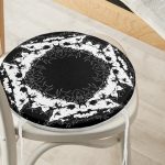- RealHomes Yuvarlak Fermuarlı Minder - Realhomes Siyah Zeminde Kare Mandala Desenli Özel Tasarım Yuvarlak Fermuarlı Sandalye Minderi Realhomes
