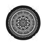 - RealHomes Yuvarlak Fermuarlı Minder - Realhomes Siyah Beyaz Çiçek Desenli Mandala Motifli Yuvarlak Fermuarlı Sandalye Minderi Realhomes