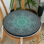 - RealHomes Yuvarlak Fermuarlı Minder - Realhomes Lacivert Desenli Gold Mandala Motifli Yuvarlak Fermuarlı Sandalye Minderi Realhomes