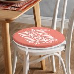 Home Sweet Home Dijital Baskılı Yuvarlak Fermuarlı Sandalye Minderi Realhomes