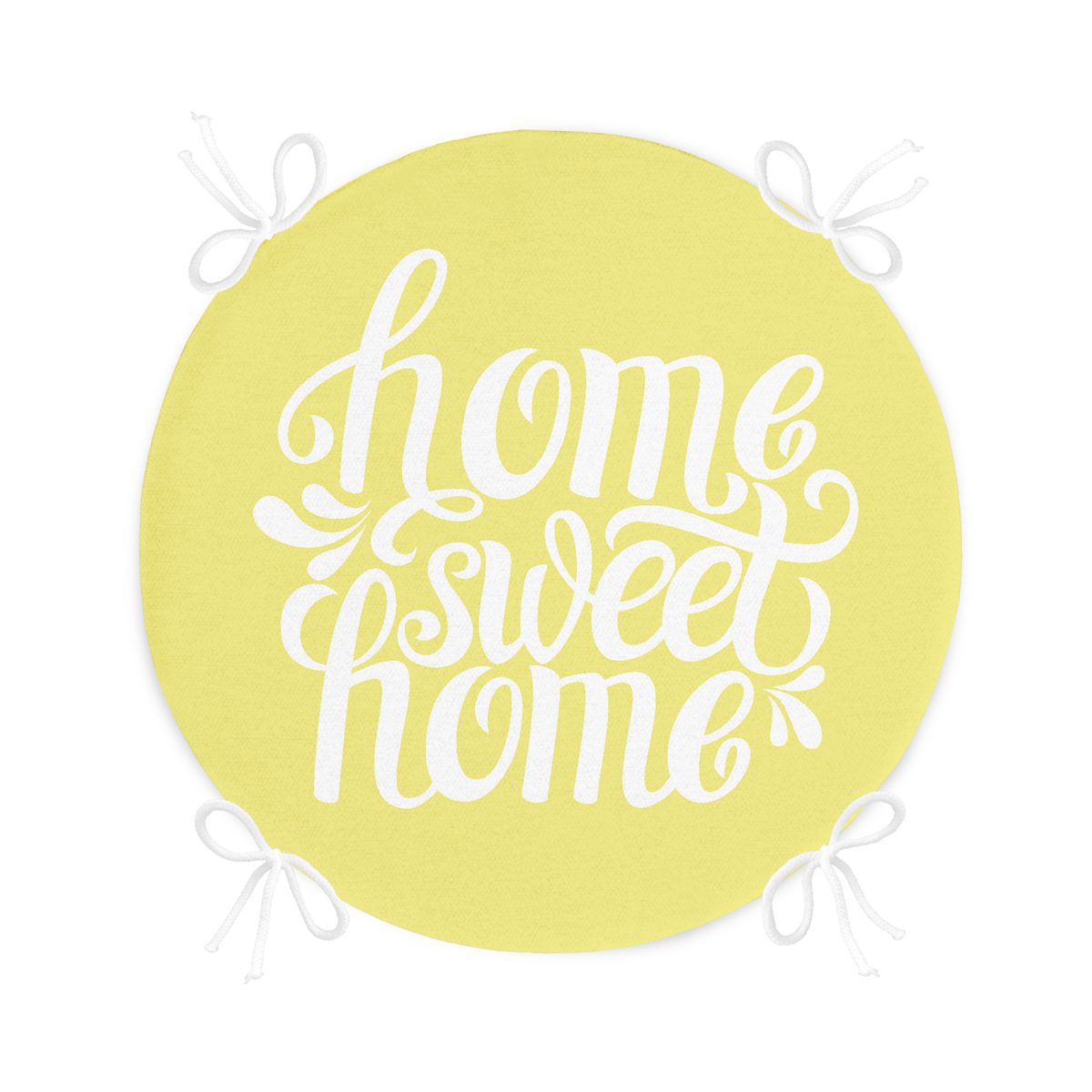 Home Sweet Home Dijital Baskılı Yuvarlak Fermuarlı Sandalye Minderi Realhomes