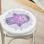 Mandala İçinde Fatma'nın Bereket Eli Motifli Yuvarlak Fermuarlı Sandalye Minderi Realhomes