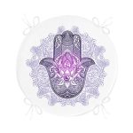 Mandala İçinde Fatma'nın Bereket Eli Motifli Yuvarlak Fermuarlı Sandalye Minderi Realhomes