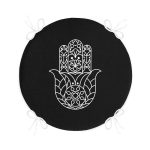 - RealHomes Yuvarlak Fermuarlı Minder - Realhomes Siyah Zeminde Beyaz Fatma Ana Eli Motifli Yuvarlak Fermuarlı Sandalye Minderi Realhomes