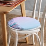 Büyüleyici Renklerde Tropikal Yaprak Motifli Özel Tasarım Modern Yuvarlak Fermuarlı Sandalye Minderi Realhomes