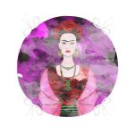 - RealHomes Yuvarlak Fermuarlı Minder - Realhomes  Siyah Zeminde Renkli Frida Desenli Yuvarlak Fermuarlı Sandalye Minderi Realhomes