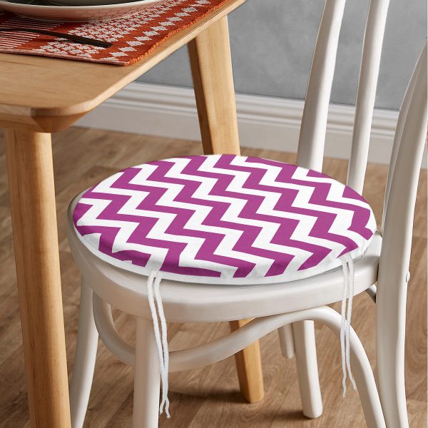 - RealHomes Yuvarlak Fermuarlı Minder - Realhomes  Gri Zeminde Beyaz Çiçek Motifli Özel Tasarım Yuvarlak Fermuarlı Sandalye Minderi Realhomes