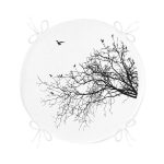 - RealHomes Yuvarlak Fermuarlı Minder - Realhomes  Realhomes Ağaç Dalı Kuş Tasarımlı Dijital Baskılı Yuvarlak Fermuarlı Sandalye Minderi Realhomes