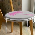 - RealHomes Yuvarlak Fermuarlı Minder - Realhomes  Gri Zeminde Fuşya Palmiye Motifli Modern Yuvarlak Fermuarlı Sandalye Minderi Realhomes