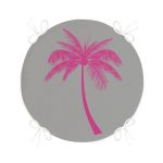 - RealHomes Yuvarlak Fermuarlı Minder - Realhomes  Gri Zeminde Fuşya Palmiye Motifli Modern Yuvarlak Fermuarlı Sandalye Minderi Realhomes