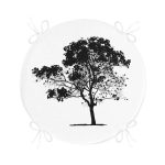 Modern Doğa Çizimli Ağaç Motifli Yuvarlak Fermuarlı Sandalye Minderi Realhomes