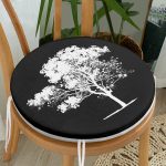 - RealHomes Yuvarlak Fermuarlı Minder - Realhomes  Siyah Beyaz Ağaç Tasarımlı Dijital Baskılı Yuvarlak Fermuarlı Sandalye Minderi Realhomes