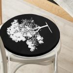 - RealHomes Yuvarlak Fermuarlı Minder - Realhomes  Siyah Beyaz Ağaç Tasarımlı Dijital Baskılı Yuvarlak Fermuarlı Sandalye Minderi Realhomes