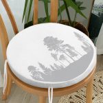- RealHomes Yuvarlak Fermuarlı Minder - Realhomes  Realhomes Beyaz Zeminde Gri Ağaç Tasarımlı Yuvarlak Fermuarlı Sandalye Minderi Realhomes