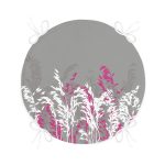 - RealHomes Yuvarlak Fermuarlı Minder - Realhomes Gri Zeminde Fuşya Ve Beyaz Çiçek Tasarımlı Yuvarlak Fermuarlı Sandalye Minderi Realhomes