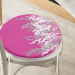- RealHomes Yuvarlak Fermuarlı Minder - Realhomes  Fuşya Zeminde Beyaz Çiçek Dijital Baskılı Yuvarlak Fermuarlı Sandalye Minderi Realhomes