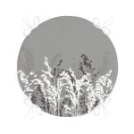 - RealHomes Yuvarlak Fermuarlı Minder - Realhomes  Gri Zeminde Beyaz Çiçek Motifli Özel Tasarım Yuvarlak Fermuarlı Sandalye Minderi Realhomes