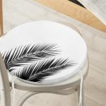 - RealHomes Yuvarlak Fermuarlı Minder - Realhomes  Siyah Beyaz Palmiye Yaprakları Dijital Baskılı Yuvarlak Fermuarlı Sandalye Minderi Realhomes