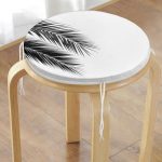 - RealHomes Yuvarlak Fermuarlı Minder - Realhomes  Siyah Beyaz Palmiye Yaprakları Dijital Baskılı Yuvarlak Fermuarlı Sandalye Minderi Realhomes