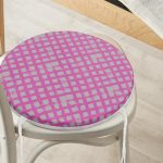 Geometrik Kolaj Kare Motifli Yuvarlak Fermuarlı Sandalye Minderi Realhomes