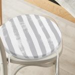 - RealHomes Yuvarlak Fermuarlı Minder - Realhomes  Gri Çizgili Motifli Modern Yuvarlak Fermuarlı Sandalye Minderi Realhomes